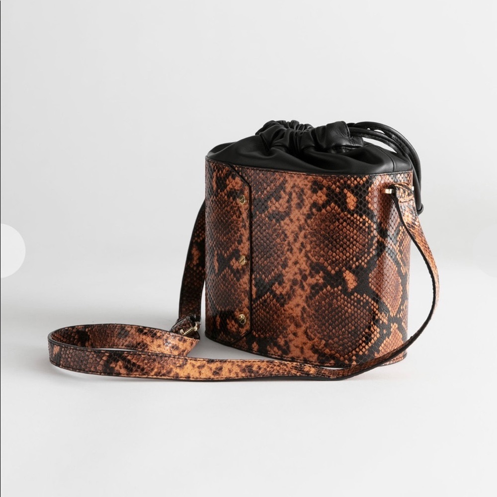 & Other Stories Snake Embossed Bucket Bag